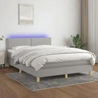 Letto a Molle Materasso e LED Grigio Chiaro 140x200 cm Tessutocod mxl 122742