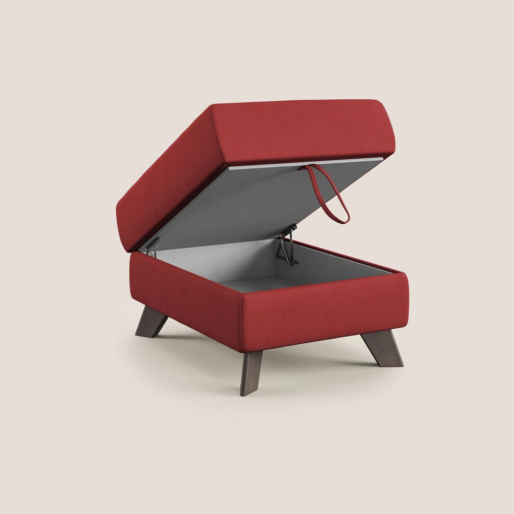 Moon Pouf contenitore e piedini alti in microfibra impermeabile T11 rosso
