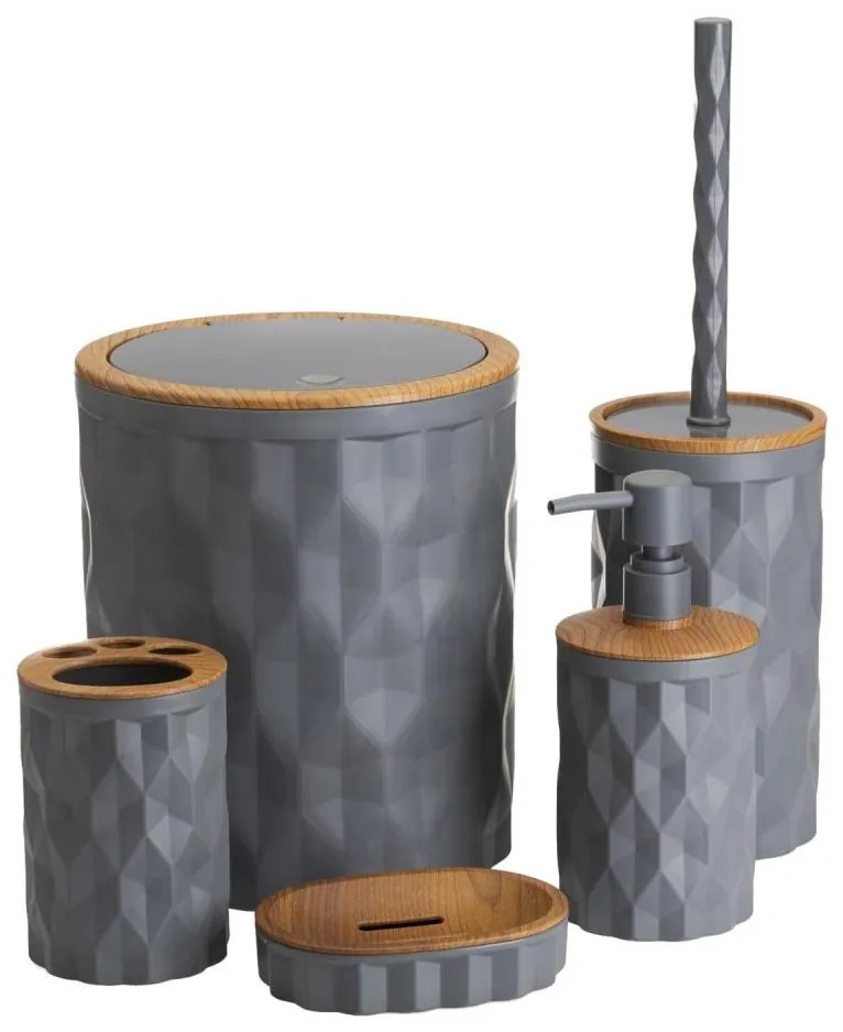 Set da bagno REINA 5 pz antracite/marrone