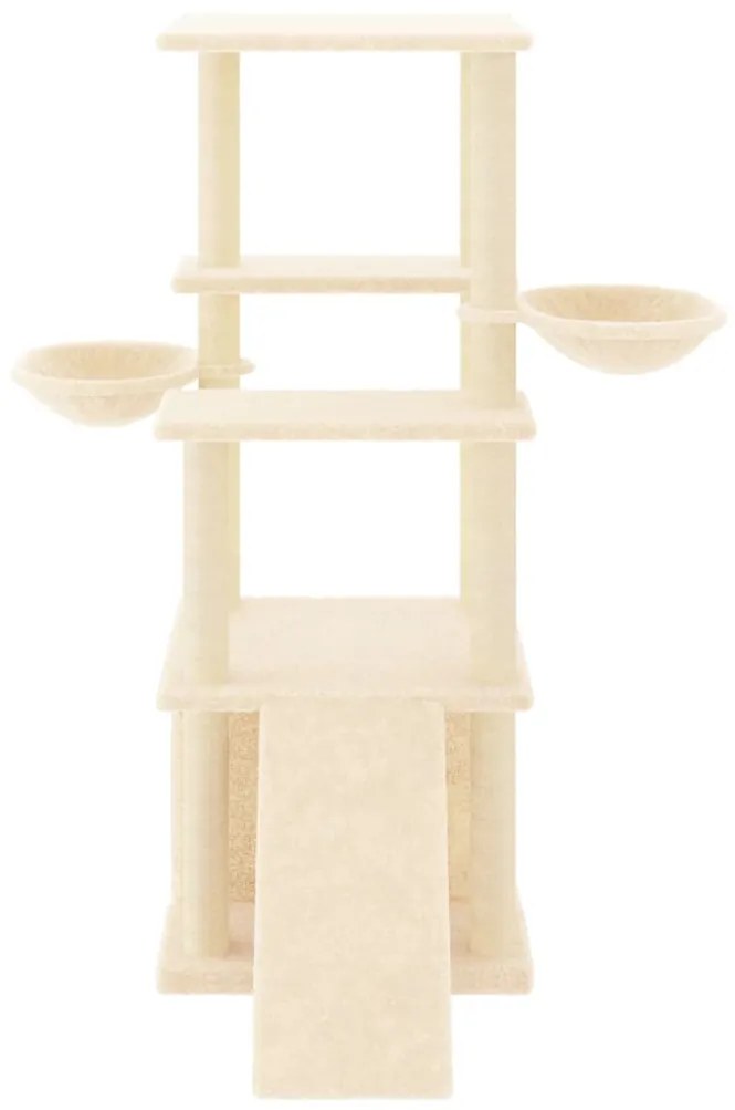 Albero per gatti con tiragraffi in sisal crema 133 cm