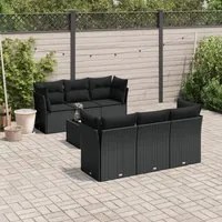 Set Divani da Giardino con Cuscini 7pz Nero Polyrattan 3249094