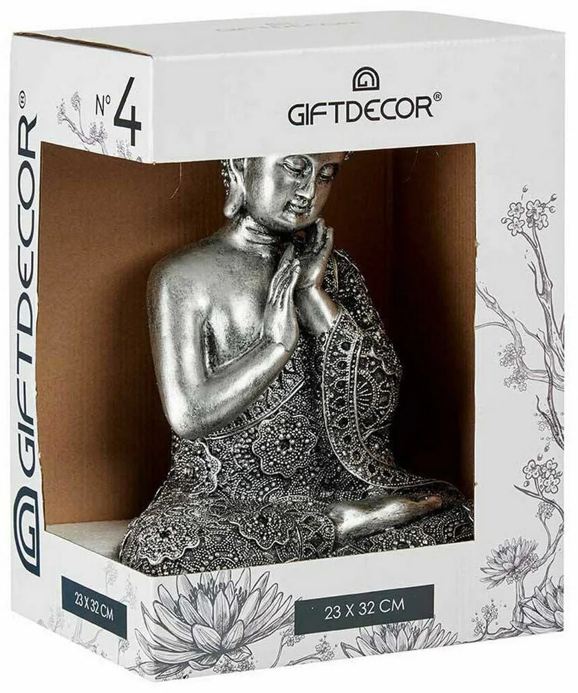 Statua Decorativa Buddha Seduto Argentato 22 x 33 x 18 cm (4 Unità)