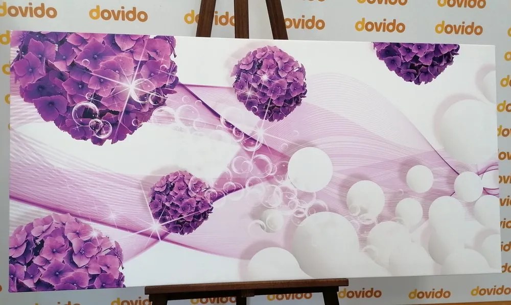 Stampa su tela – Fiori con elementi astratti