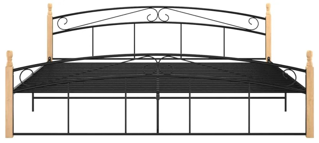 Giroletto in metallo nero e legno massello di rovere 200x200 cm