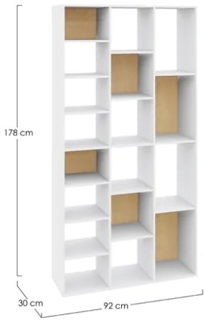 Libreria Con Vani A Cubo 92x30x178 Arctic Bizzotto Bianco-Naturale