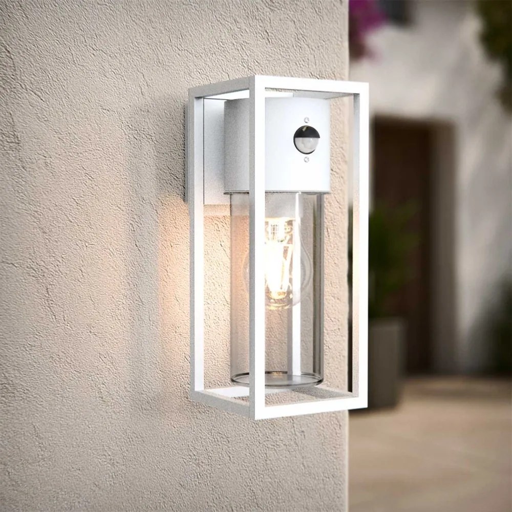 Applique Bianca E27 con Sensore di Movimento IP54 - Serie VIMO Base E27