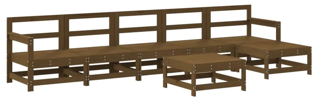 Set salotto da giardino 7 pz miele in legno massello di pino