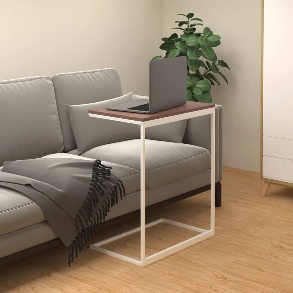 Tavolino Da Salotto Bianco 55x35x66 Cm İn Legno Multistrato /