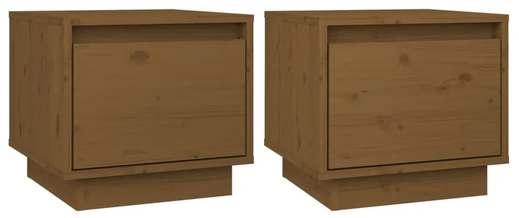 Comodini 2 pz miele 35x34x32 cm in legno massello di pino