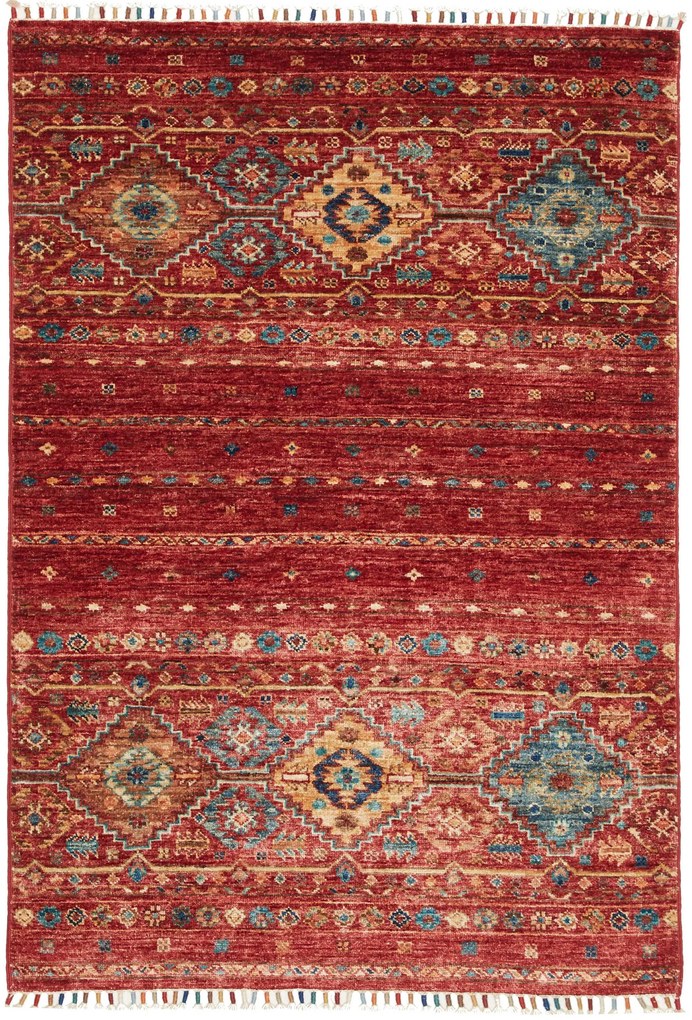 Samarkand Tappeto orientale 140 x 100 Rosso (Pakistan) Annodato A Mano