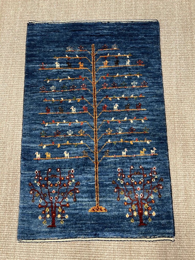 Loribaft Tappeto 80 x 50 Blu (Iran) Annodato A Mano