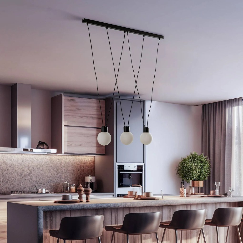 Eko-Light Lampada a sospensione Capri con paralumi rotondi a 3 luci