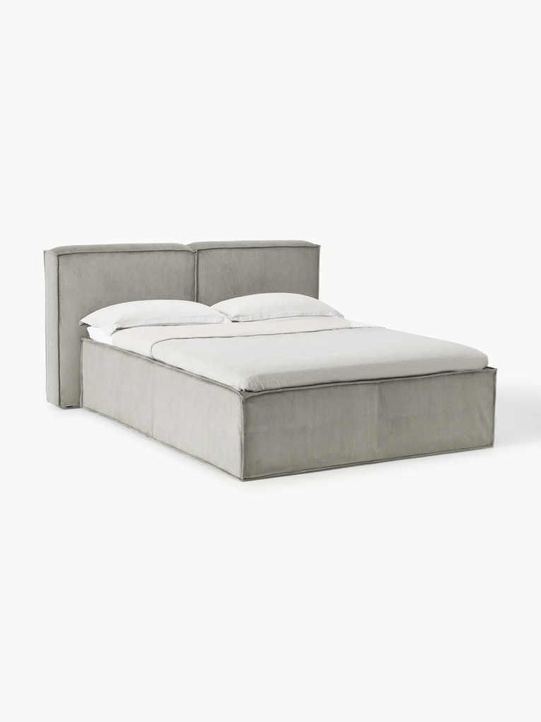 Letto boxspring in velluto a coste Lennon