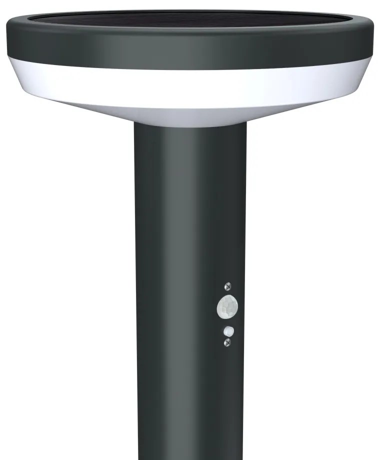 Paletto da giardino Solare Nero 80cm con Sensore Movimento e Picchetto Colore Bianco Naturale 4.000K