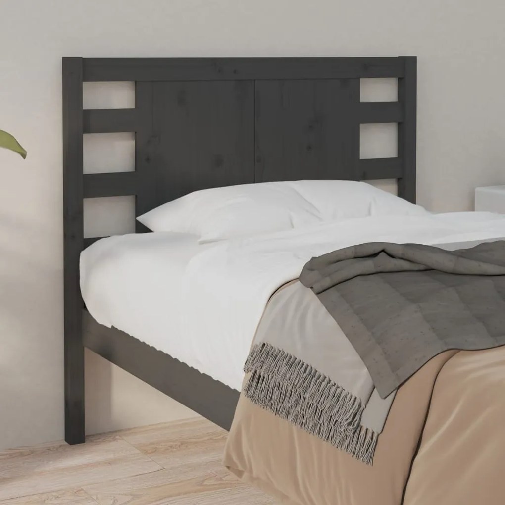 Testiera per letto grigia 106x4x100cm in legno massello di pino