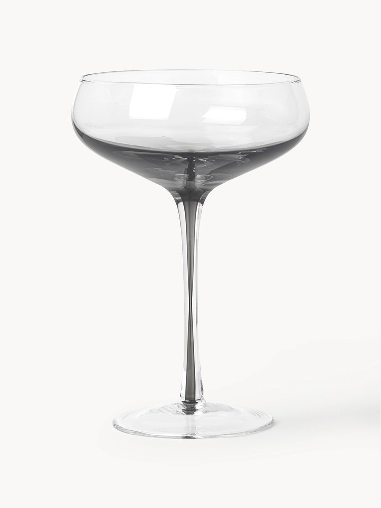 Set di 4 coppe da champagne in vetro soffiato con sfumatura di colore Smoke