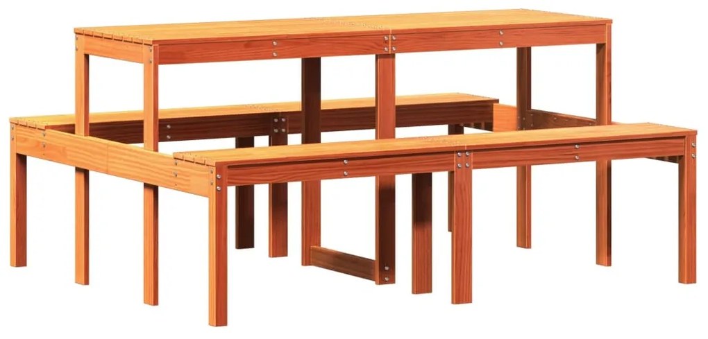 Tavolo da picnic marrone cera 160x134x75 cm legno massello pino