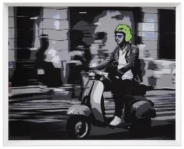 Quadro Bianco Nero Verde Vespa 103 x 6 x 83 cm