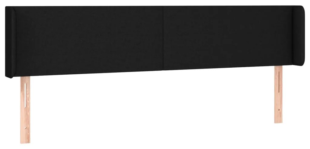 Testiera ad orecchio nera 183x16x78/88 cm in tessuto
