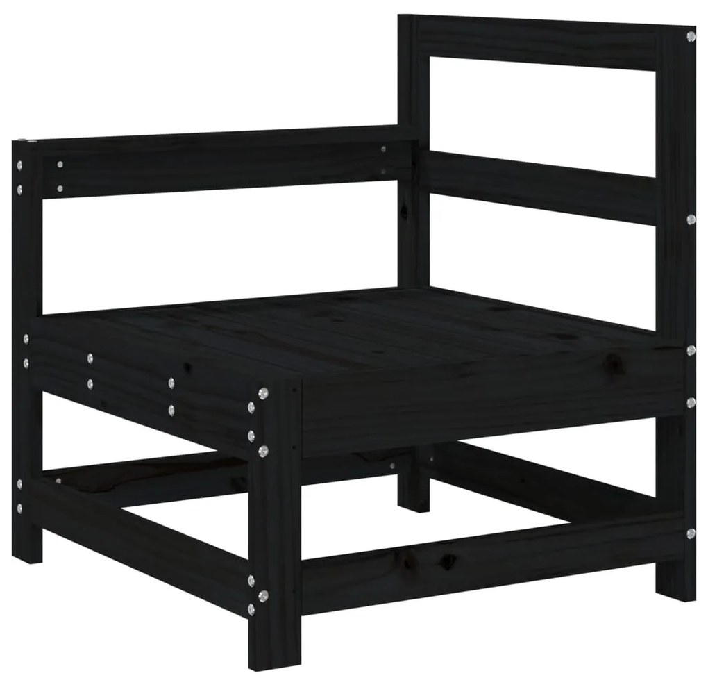 Set Salotto da Giardino 7 pz Nero in Legno Massello di Pino