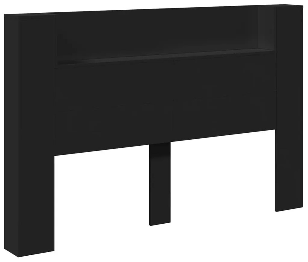 Testiera con contenitore a led nera 160x16,5x103,5 cm