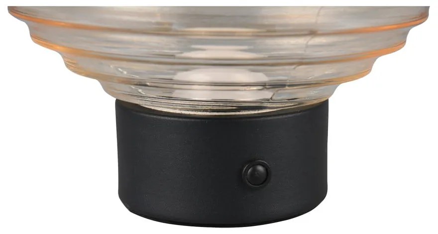 Lampada da tavolo LED dimmerabile nera e beige con paralume in vetro (altezza 14,5 cm) Earl - Reality