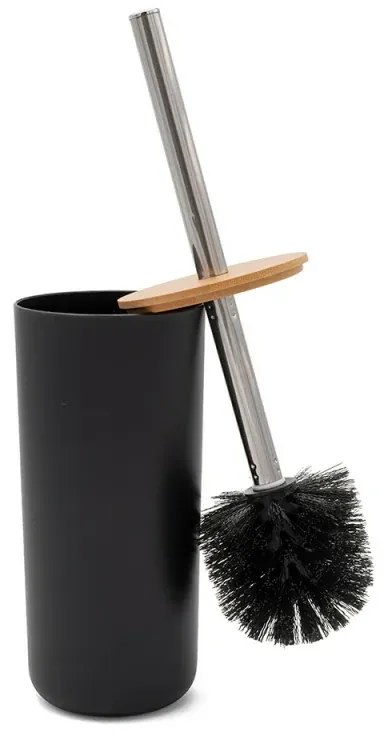 Set completo accessori bagno da appoggio in abs nero e bamboo Surf