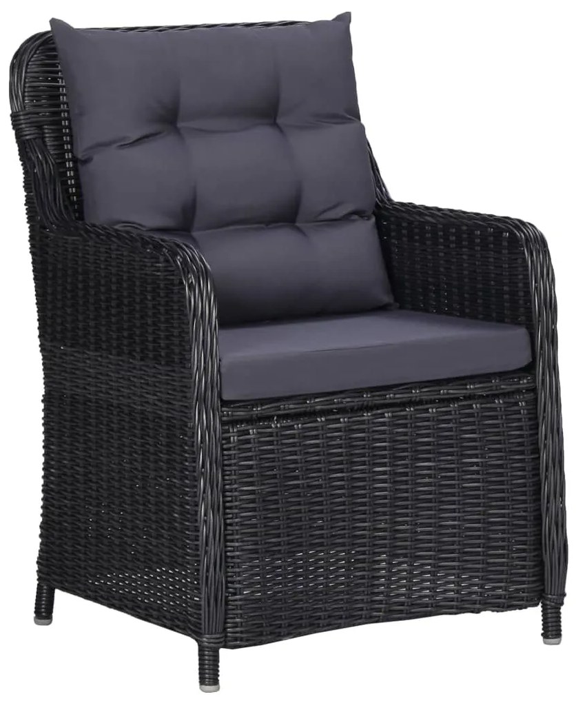 Set da pranzo per esterni 9 pz in polyrattan nero