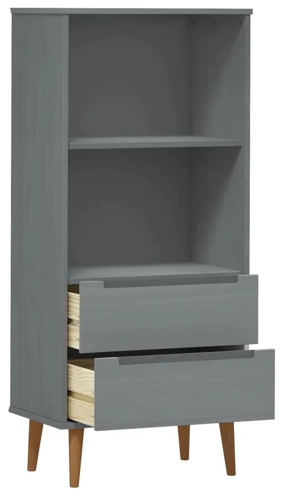 Libreria molde grigia 60x35x133,5 cm in legno massello di pino