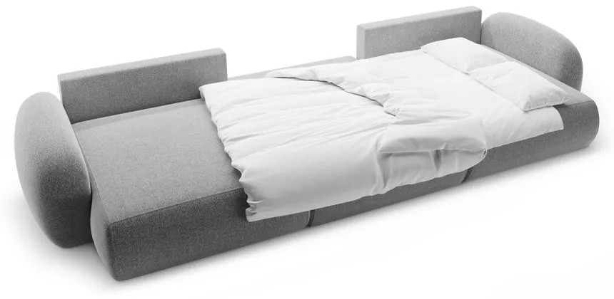 Divano angolare grigio chiaro allungabile/con contenitore (a U) con rivestimento in ciniglia Tonale – Cosmopolitan Design