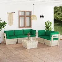 Set Divani da Giardino su Pallet 6 pz con Cuscini Legno Abete cod mxl 42349