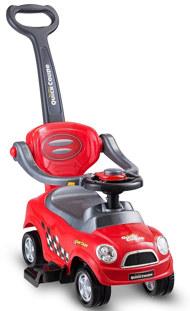 Costway Macchina giocattolo cavalcabile con guardrail staccabili e maniglia clacson, Auto scorrevole per bambini Rosso