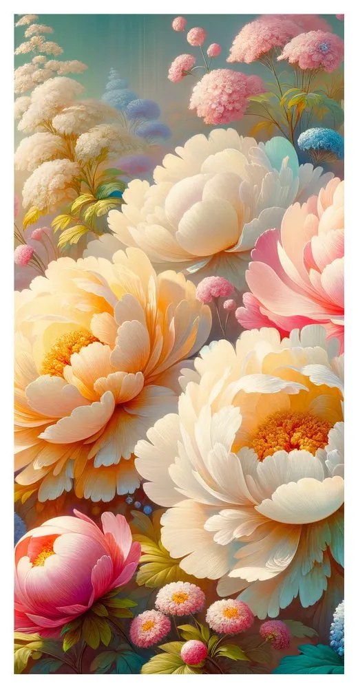 Quadro su tela – Peonie colorate in piena fioritura
