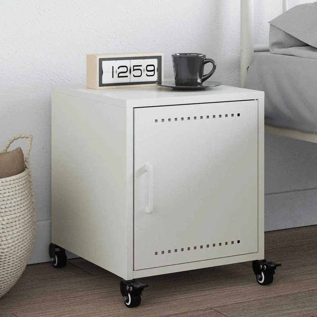 Comodino Bianco 36x39x43,5 Cm İn Acciaio /