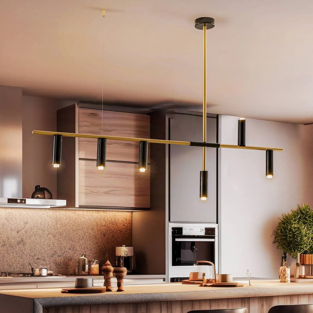 ALDEX Plafoniera 1083K40 a 6 luci, nero/ottone
