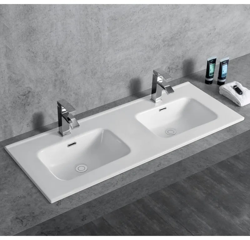 Kamalu - Lavabo incasso 121 cm a doppia vasca | Litos-K7012D