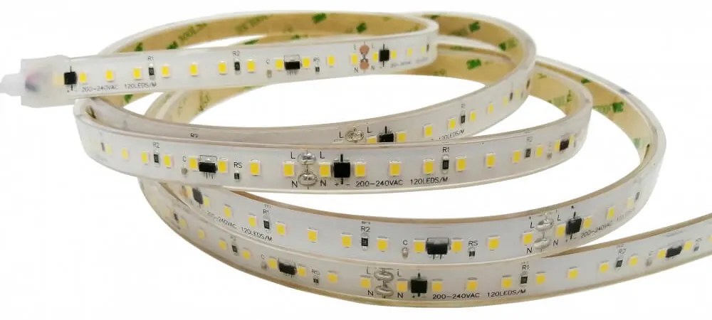 Strisce LED 220V 16W/m, 120lm/W, chip Lumileds, Dimmerabile, tagl. 10cm – 5m Colore Bianco Freddo 6.000K