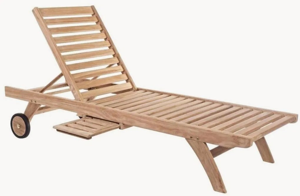 Lettino prendisole in legno di teak con ruote Maryland