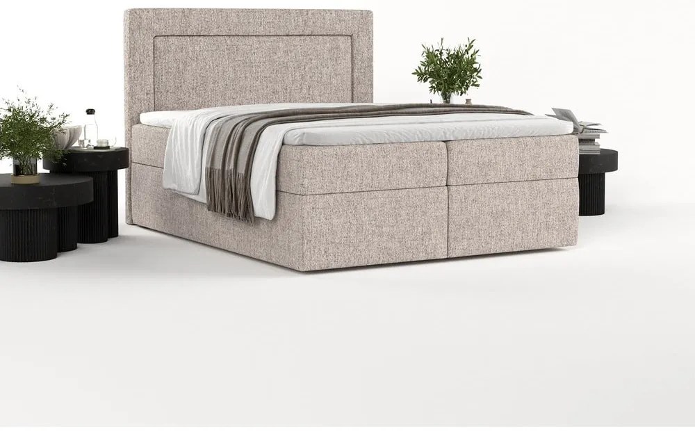 Letto boxspring marrone chiaro con contenitore 180x200 cm Imagine - Maison de Rêve