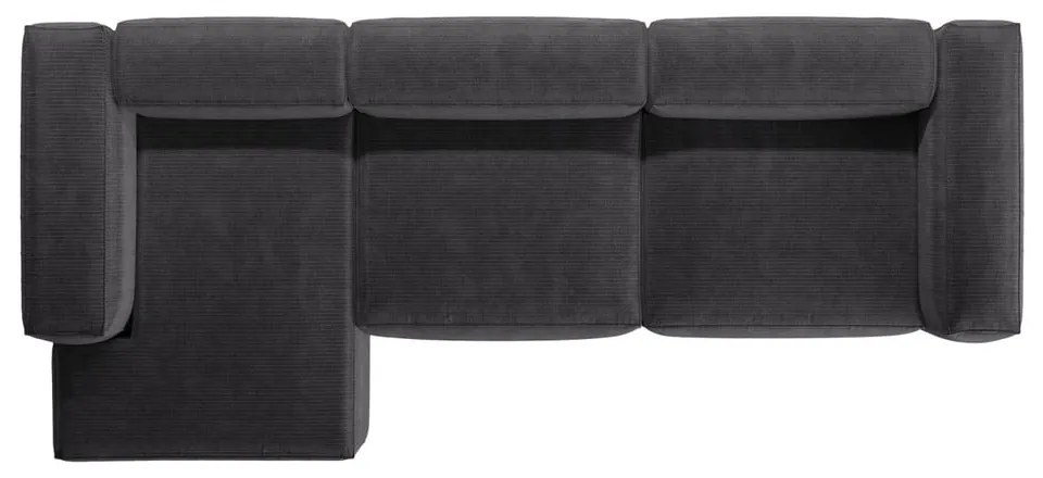 Divano angolare grigio scuro (con penisola a sinistra/con chaise lounge) con rivestimento in velluto a coste Bergamo – Cosmopolitan Design