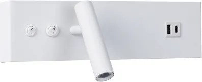 Brilagi-LED Faretto da parete con porta USB NOCTIS LED/3W/230V+LED/9W bianco