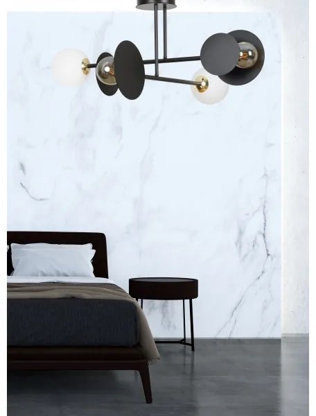 Lampadario a sospensione con supporto rigido MINERVA 2xE27/15W + 2xE14/10W/230V nero