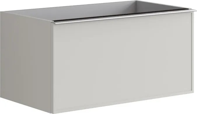 Mobile da bagno sospeso sotto lavabo Pixel frame 2 cassetti L 80 x H 40 x P 45.5 cm grigio pastello laccato opaco, con maniglia alluminio brillante