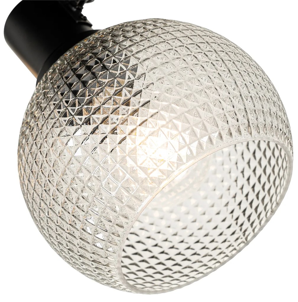 Faretto di design nero con vetro fumé 3 luci rotondo - Chico