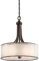 Lampadario Contemporaneo Lacey Acciaio Bronzo Antico Tessuto 4 Luci E27