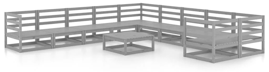 Set divani da giardino 11 pz in legno massello di pino