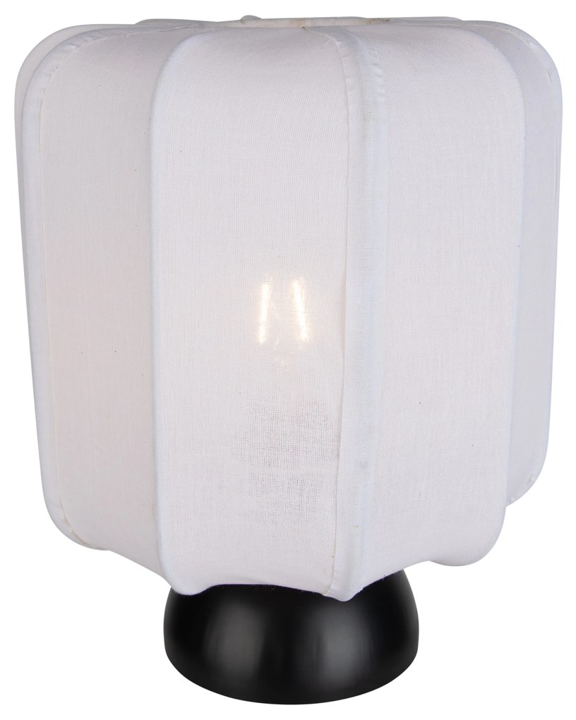 Lampada da tavolo Japandi nera con paralume bianco - Nori