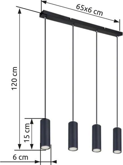 Globo 57911-4HB - Lampadario a sospensione con filo ROBBY 4xGU10/35W/230V nero