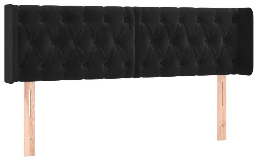 Testiera ad orecchio nera 163x16x78/88 cm in velluto