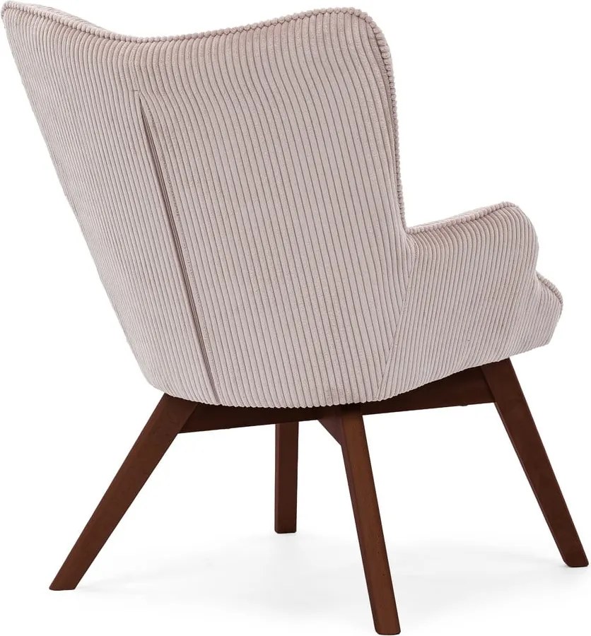 Poltrona rosa chiaro con rivestimento in velluto a coste Niko – Ropez